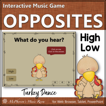 Preview of Thanksgiving Music High and Low Interactive Music Game {Turkey Dance}