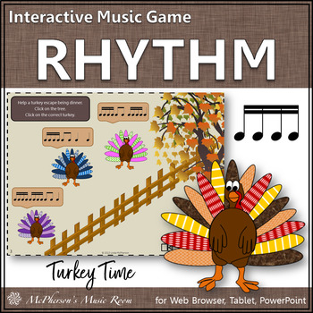 Preview of Thanksgiving Music Interactive Rhythm Game Sixteenth Notes {Turkey Time}