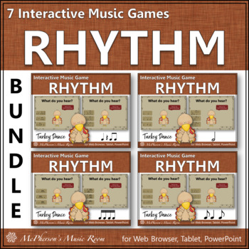 Preview of Thanksgiving Music Interactive Rhythm Games Bundle {Turkey Dance}