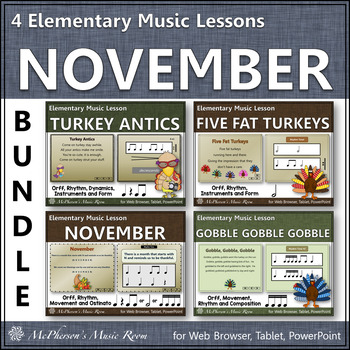 Preview of Thanksgiving Music Lesson Plans and Activities for November {Bundle}