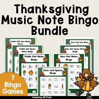 Thanksgiving Music Notes BUNDLE Bingo Games - Music Bingo Activity