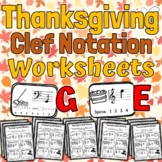 Thanksgiving Music Worksheets | Thanksgiving Clef Notation