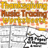Thanksgiving Music Worksheets | Thanksgiving Music Tracing