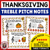 Thanksgiving Music Worksheets - Treble Clef Notes