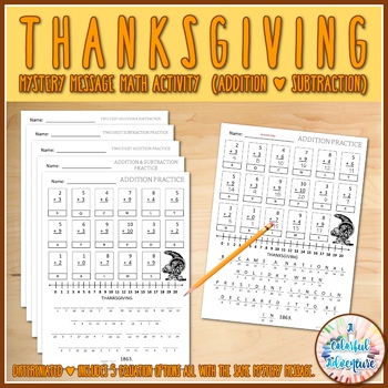 Preview of Thanksgiving Mystery Message Math Activity | Differentiated | Early Elementary