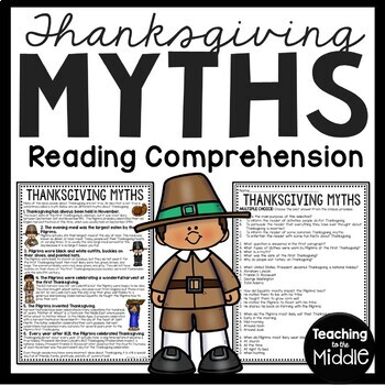 Preview of Thanksgiving Myths Reading Comprehension Worksheet  FREE November