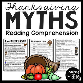 Preview of Thanksgiving Myths Informational Text Reading Comprehension Worksheet November