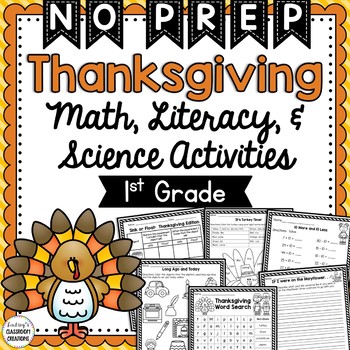 Preview of Thanksgiving Math, Literacy, Science, & Social Studies Worksheets