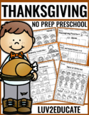Thanksgiving NO PREP Math and Literacy Worksheets for Pres