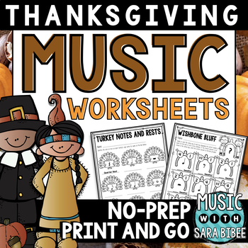 Preview of Thanksgiving NO PREP Mega Pack of Music Worksheets