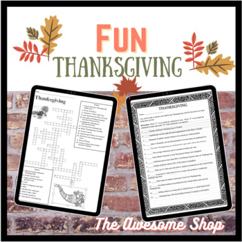 Preview of Thanksgiving! *NO PREP* Middle and High School FOUR Fun Activities