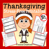 Thanksgiving NO PREP Printables - Fifth Grade | Math and L