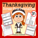 Thanksgiving NO PREP Printables - Third Grade | Math and L