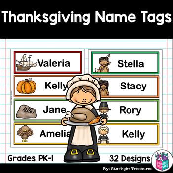 Preview of Thanksgiving Desk Name Tags - Editable