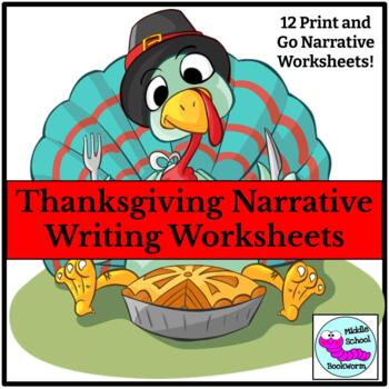Preview of Thanksgiving Narrative Writing Worksheets Print or DIGITAL Distance Learning