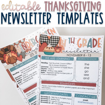 Preview of Thanksgiving Newsletter Templates