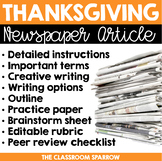 Thanksgiving Newspaper Article (creative writing, template