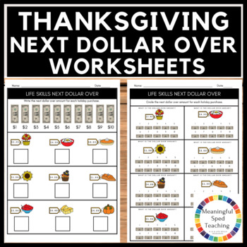 Preview of Thanksgiving Next Dollar Up Life Skills Worksheets Freebie