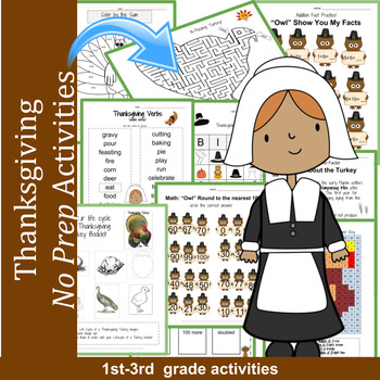 Thanksgiving Activity Sheets: Math Reading and Science by Rebekah Sayler