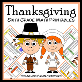 Thanksgiving No Prep Math Sixth Grade | Math Skills Review