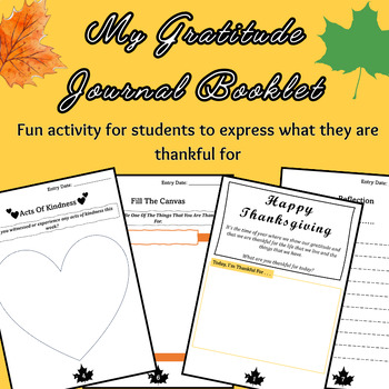 Preview of Thanksgiving No Prep My Gratitude Journal Expression & Reflection Booklet