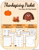 Thanksgiving Writing Packet (2nd-4th Grade)
