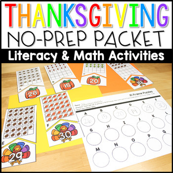 Preview of Thanksgiving No Prep Packet - Kindergarten