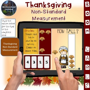 Preview of Thanksgiving Non Standard Measurement Interactive Digital Boom Flash Cards