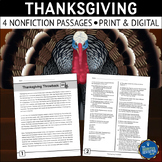 Thanksgiving Nonfiction Reading Comprehension Passages and