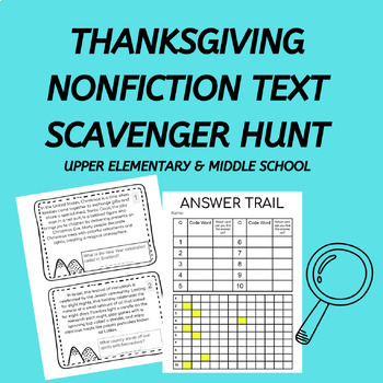 Preview of Thanksgiving Nonfiction TEXT PASSAGES Scavenger Hunt