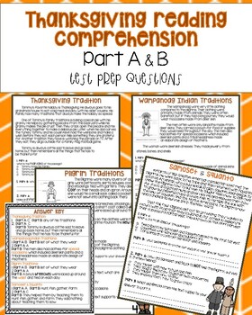 Preview of Thanksgiving Nonfiction Task Cards Test Prep & Writing