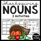 Thanksgiving Nouns Worksheet - 2 Activities Parts of Speec