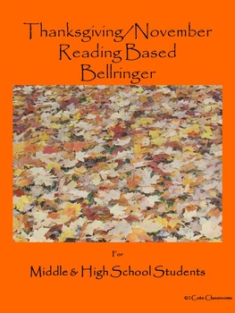 Preview of Thanksgiving/November Bellringers for Middle & High School Students