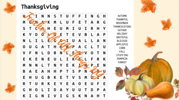 Preview of Thanksgiving-November Word Search