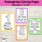 Thanksgiving Number Coloring Pages (1 to 10) - Preschool |