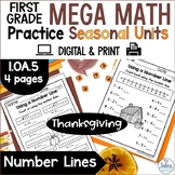 Thanksgiving Math Activities | 1st Grade Number Lines | FR
