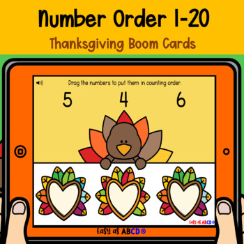 Preview of Thanksgiving Number Order up to 20 | BOOM™ Cards