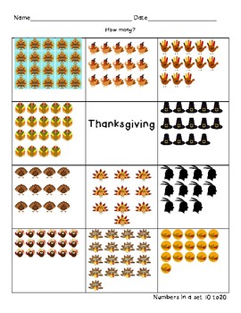 Preview of Thanksgiving Number Quantity 10-20