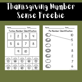 Preview of Thanksgiving Number Sense Freebie