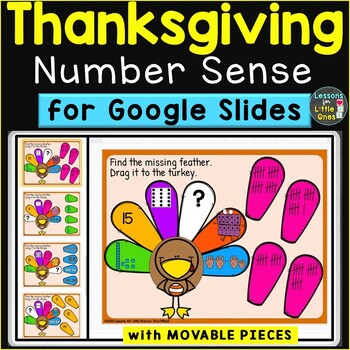 Preview of Thanksgiving Math Number Sense to 20 Google Slides Digital Distance Learning