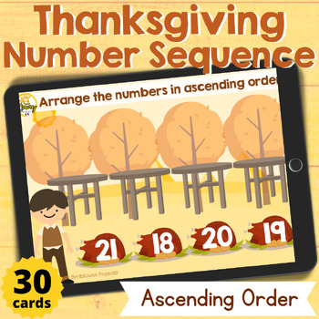 Preview of Thanksgiving Number Sequence Ascending Order Boom Cards