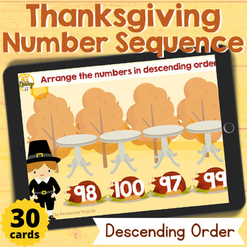 Preview of Thanksgiving Number Sequence Descending Order Boom Cards