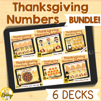 Preview of Thanksgiving Numbers Boom Cards Bundle