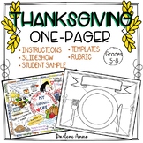 Thanksgiving One Pager Activity