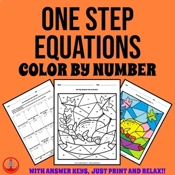Preview of Thanksgiving One-step Equations Color by Number 6th 7th 8th Grades