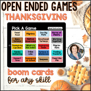 Preview of Thanksgiving Open Ended Games for ANY skill | Boom Cards™