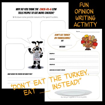 Preview of Thanksgiving Opinion Writing Activity