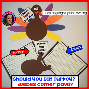 Preview of Thanksgiving Opinion Writing Craftivity (English & Spanish Versions)