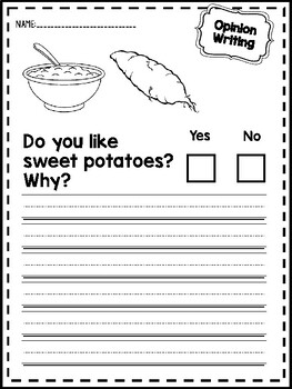 thanksgiving opinion writing prompts worksheets kindergarten 1st 2nd grade