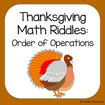 Preview of Order of Operations Thanksgiving Math Riddles